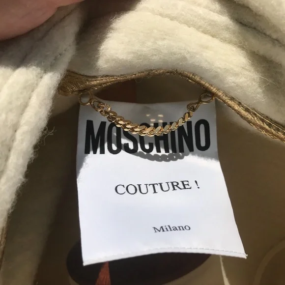 Moschino Couture Metallic Gold, faux leather & pure wool biker jacket